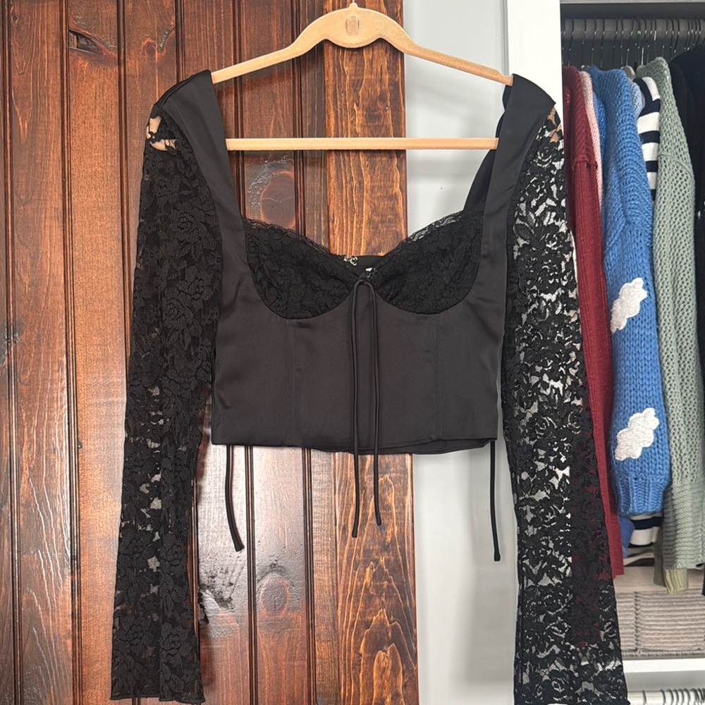 Princess Polly Black Lace Long Sleeve Top